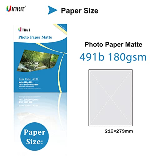 Uinkit 120 Sheets Presentation Paper Matte 8.5X11 Inkjet 48Lb 180Gsm Single Side Printable Photo For All Dye Ink Inkjet Printers #TOP1