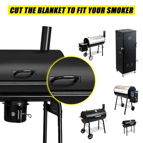 PWABOSE Thermal Blanket for Grill, 35x40 Inch Heavy-Duty Smoker Grill Insulation Cover for Winter Cooking, Pellet Grill Heat Shield for Traeger Stoves, Cuttable DIY Insulated Blanket