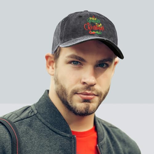 Image of Embroidered Baseball Cap for Women Men Vintage Adjustable Washed Distressed Denim Baseball Hat