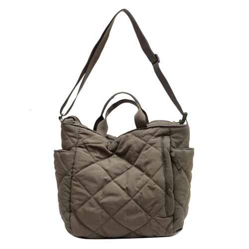 Bolso Tote Acolchado Puffy, Estilo Amplificado, Gris miniatura 1