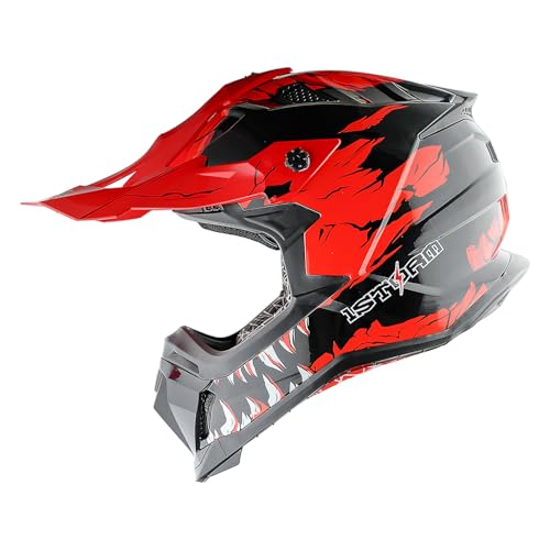 1Storm Adult Motocross Helmet Dinosaur Red