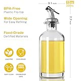 MIUSITE Glass Oil Dispenser 350ml Round Oil and Vinegar Dispenser Bottle with Dripless Spouts for Kitchen Cooking 2 Pack,2 type of Spout combination - Image 2