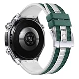 GIOPUEY Cinturini Compatibile con Huawei Watch Ultimate 2/GT6/GT5/GT4/Runner 2, Morbido TPU Cinturino [Design a Colori di Giunzione] - Green/White
