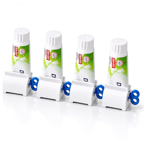Image of Toothpaste Squeezer with Rolling Holder | Rotatable Toothpaste Tube Dispenser for Bathroom, Kitchen & Travel Use | Easy Manual Tube Squeezer for Toothpaste, Creams, Gel & Cosmetic Tubes (Multicolour) (Pack OF 4)