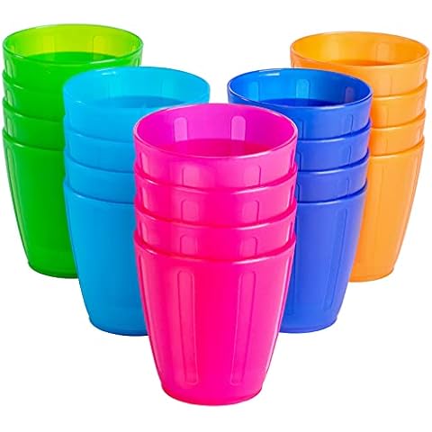 Honla 8 oz Kids Cups,Set of 20 Small Plastic Cups for Kids,BPA Free Cups,Dishwasher Safe,Reusable and Unbreakable Children Drinking Cups Tumblers in 5 Assorted Colors Cover