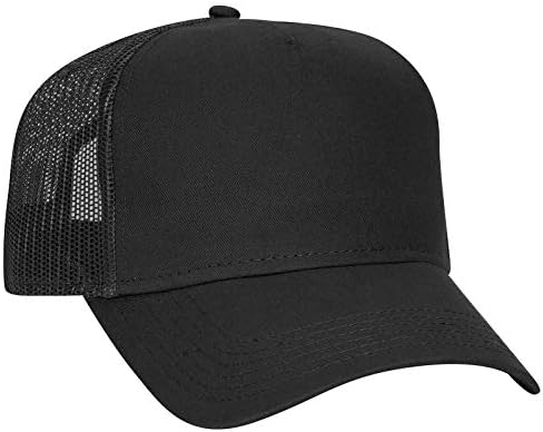 Otto Caps 5 Panel Low Profile Mesh Back Trucker Hat Cotton Twill Black