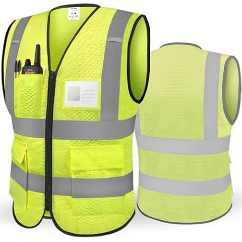 TICONN Reflective Safety Vest High Visibility Class II Mesh Vest for Women & Men Meets ANSI Standards (1PK, Yellow, L) Cover