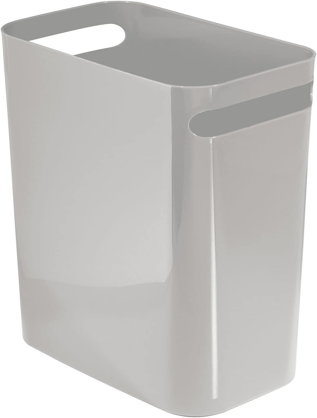 mDesign Slim Plastic Rectangular Large Trash Can Wastebasket, Garbage Container Bin with Handles for Bathroom, Kitchen, Home Office, Dorm, Kids Room - 12" High, Shatter-Resistant - Cream/Beige : Home & Kitchen