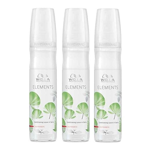 Wella Elements Leave-in Spray 3 x 150 ml Parabenfreier 2-Phasen-Conditioner für trockenes-sprödes Haar Professionals Care