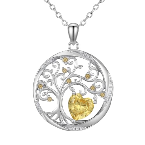Accver Necklace with Birthstone Sterling Silver Pendant-Adjustable Chain