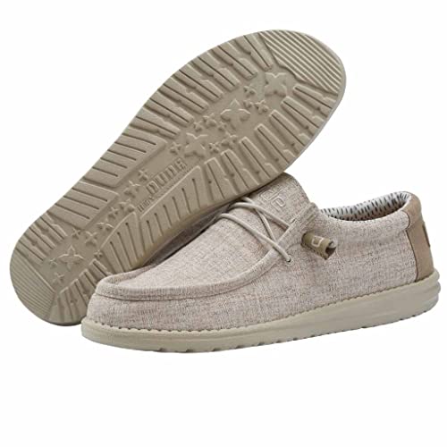 Image of HEYDUDE Men's Wally Chambray Nut Size 6 | Men's Shoes | Men's Lace Up Loafers | Comfortable & Light-Weight