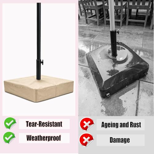 Patio Umbrella Base Cover Waterproof for Outdoor Umbrellas Base,Heavy Duty 600D Windproof Anti-UV Anti fading,30"L x 30"W x 5"H,Outdoor Square Umbrella Stand Base Covers（Beige） by TiantianBao - Image 6