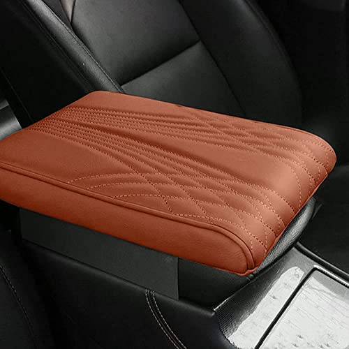Leather Car Armrest Box Pad - 2023 New Waterproof Car Center Console Cover Pad, Leather Auto Armrest Cover, Universal Arm Rest Cushion Pads for SUV/Truck/Vehicle (B - Coffee)