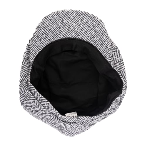 Image of The Tie Hub Wool Flat Cap for Men & Women | Adjustable Vintage Newsboy Gatsby Hat for Casual, Travel, Outdoor | Free Size Herringbone Ivy Style Cap