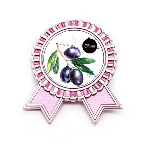 Broche fruits d'oliviers aquarelle rose en métal M : transformez vos tenues ternes