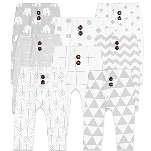 Cotton Baby Pants Set for Toddler Boys Girls 8 Pack Toddler Leggings 18 Months Grey