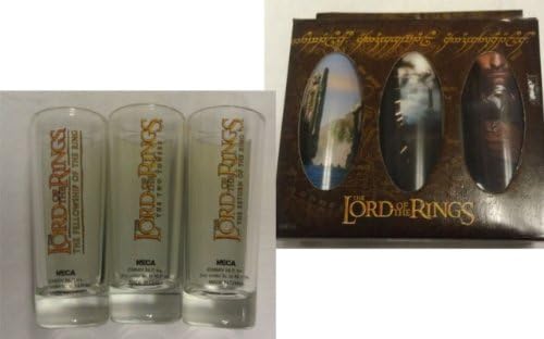 The Hobbit / Lord of the Rings Trilogy Movie Saga Shooter Glass Set of 3 Shot Glasses Barware with Movie Poster Images