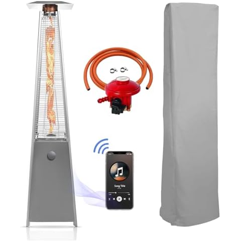 BU-KO Pyramid Patio Gas Heater with Bluetooth Cover