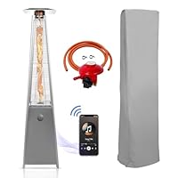 BU-KO Outdoor Patio Gas Heater | Garden, Camp, BBQ Parties | Stainless Steel Pyramid Style 13kw Propane Burner | Portable Wheels, Regulator & Hose | LPG Warm Heating Fire & Water Proof Cover Included