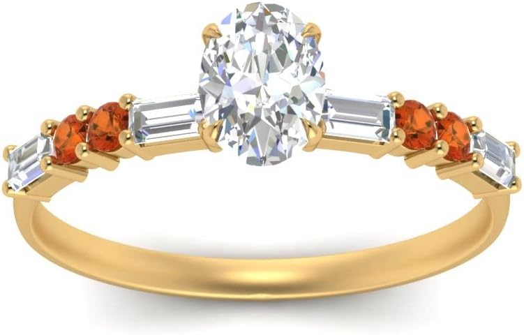 Choose Your Gemstone Vintage Classic Engagement Ring Yellow Gold Plated Oval Shape Side Stone Engagement Rings Matching Jewelry Wedding Jewelry Easy to Wear Gifts US Size 4 to 12