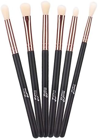 MSQ Eyeshadow Brushes Makeup Brushes Rose Gold Eyebrow Brushes with Synthetic Hairs, Wooden Handle for Eyeshadow, Eyebrow, Blending, Concealer - 6pcs