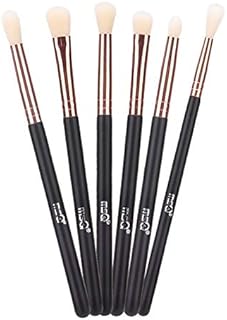 MSQ Eyeshadow Brushes Makeup Brushes Rose Gold Eyebrow Brushes with Synthetic Hairs, Wooden Handle for Eyeshadow, Eyebrow, Blending, Concealer - 6pcs