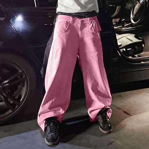 Women Wide Leg Jeans High Waist Baggy Jeans Boyfriend Denim Pants Side Striped Loose Cargo Going Out Jeans Y2k4