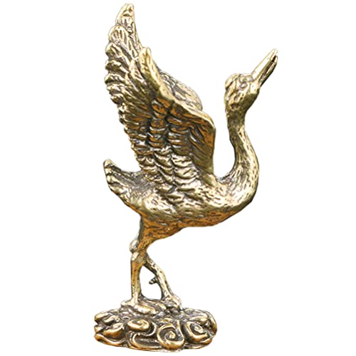 LUOZZY Estátua de guindaste chinês miniatura figura de guindaste de latão presente de inauguração de