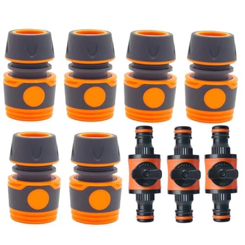 AstarFavor 9 pièces Connecteurs de Tuyau, Raccord de Tuyau d'arrosage 1/2 Connecteur de Tuyau Vanne de Régulation Premium Connecteur Rapide pour Tuyau d'arrosage