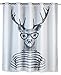 Produktbild WENKO Anti-Schimmel Duschvorhang Mr. Deer Flex - Anti-Bakteriell, wasserabweisend, Textil, waschbar, schimmelresistent mit integrierter Hängeeinrichtung, Polyester, 180 x 200 cm, Weiß