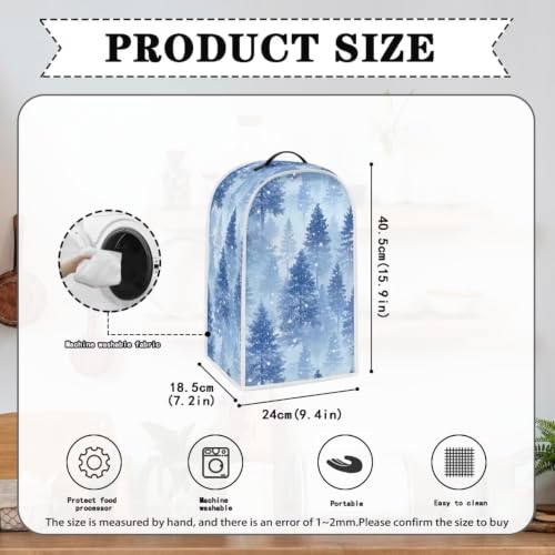 Image of Blue Trees Blender Dust Cover, Anti Fingerprint Polyester Stand Mixer or Coffee Maker Appliance Protector, Christmas Decor Stain Resistant Blender Cover for Kitchen Appliance