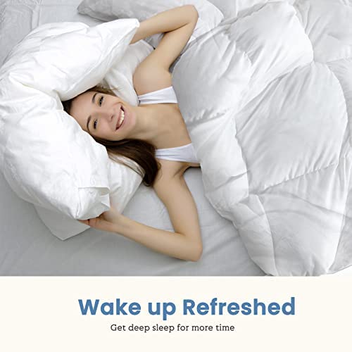 Hotel Collection Feathers & Down Comforter King Size | All Season Down Duvet Insert | Luxurious 750 Fill Power Ultra-Soft 500Tc Egyptian Cotton-Blend Quilted With Tabs (106X90, Solid White) #TOP6