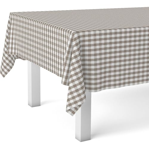 Ecommerc3 Mantel Hule Mesa Rectangular Tamaño 100x140 Cm - Estilo, Durabilidad Y Fácil Limpieza Para Tu Mesa - Mantel Hule Antimanchas E Impermeable - Vichy Taupe
