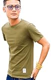 [キャバリア] メンズ ユニセックス 半袖 無地 Tシャツ クルーネック ポケット付き カットソー CARYU16-01【-】 48(XL) KHA(カーキ)