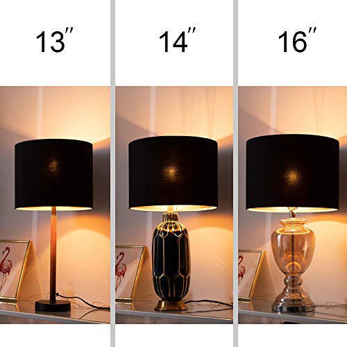 Wellmet Self-assembly Lampshade, BlackGold, 16" Top x16" Bottom x12" High, Drum Lampshade for Table Lamp, Bedside Lamp, Floor Lamp, Fabric Replacement Lamp Shade Classic Modern Style, Spider Fitter by Wellmet - Image 8