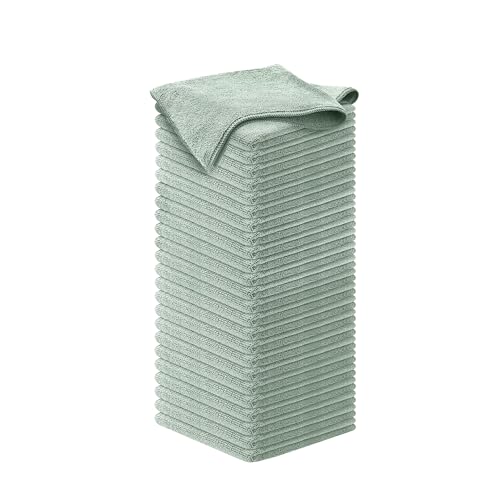 Image of USANOOKS Microfiber Cleaning Cloth - Sea Green - 50Pcs (12.5x12.5 inch) High Performance - 1200 Washes, Ultra Absorbent Car Towel Traps Grime & Liquid for Streak-Free Mirror Shine - car Washing Cloth