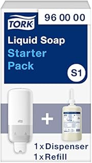Tork Starter Pack for Liquid and Spray Soap - 960000 - S1/S11 + Handwash Soap Refill (1 x 1000ml)