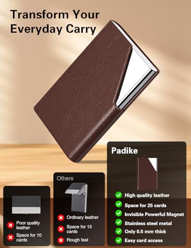 image for Padike Business Card Holder, Upgraded Leather Business Card Case Pocke