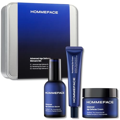 Image of HOMMEFACE Men's Age Defense 3pc Skincare Set: Serum, Eye Cream & Face Cream
