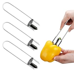 3PCS Fruit and Vegetable Corer, Stainless Steel Apple Pepper Seed Corer Remover Tool with Ergonomic Handle for Vegetables Fruit Kitchen
