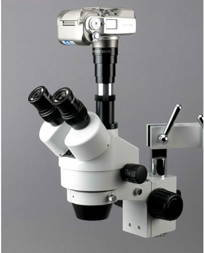 Image of AmScope SM-3TX Professional Trinocular Stereo Zoom Microscope, WH10x Eyepieces, 3.5X-45X Magnification, 0.7X-4.5X Zoom Objective, Ambient Lighting, Single-Arm Boom Stand, Includes 0.5X Barlow Lens