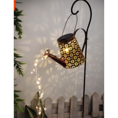 Kwueiitソーラーじょうろライト、ソーラー芝生ライト屋外キャンプ用ライト ホタルバンチライト防水ウォーターフォールストリングライト、ホームパスパティオヤード芝生金属彫像のための屋外ガーデンフェアリーライトの装飾 防水中庭ガーデンヴィラレイアウト装飾雰囲