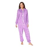 TSENQUE Purple Bright Dots Flash Adult Onesie Animal Couples Pajamas Women Jumpsuits Men's Full Body Pjs 3X-Large