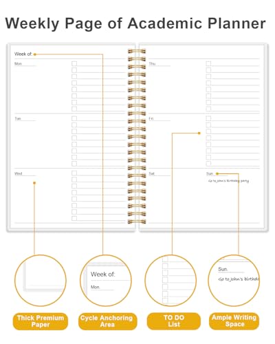 Academic Planner for 2026-2027 or Anytime - Undated Weekly Student Planner For Homeschool, High School, College & Nursing Students, 200 Pages, 5.8" x 8.5", Blue - Image 3
