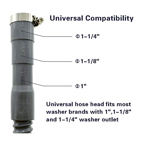 Universal Washing Machine Drain Hose - 12 Ft Discharge Hose - Corrugated And Flexible Washer Drain Hose Replacement With Clamp And Screwdriver By Tt Flex #TOP2