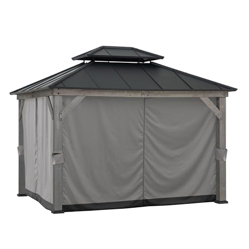 Sunjoy Replacement Curtains Panles,Waterproof Gazebo Privacy Curtain, 4-Panel Screen Walls for 10 x 12 ft Gazebo, Patio & Backyard Protection, Grey by Sunjoy - Used condition - US$55.29
