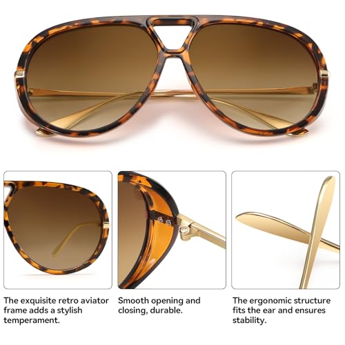 Dollger Oversized Aviator Sunglasses for Women Trendy Retro Large Frame Designer Ladies Shades Sunglasses4