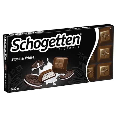 Schogetten Black & White 100g Schokoladentafel, praktisch einzeln portioniert. Ein Genuss. Stück für Stück.