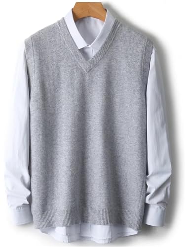 Men Sweater Solid Color Knitted Waistcoat Spring Autumn Merino Wool Sleeveless Vest4