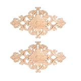 Wood Carved Appliques, 2Pcs Wooden Decorative Onlays, MUXSAM Unpainted Furniture Center Decals for Cabinet Dresser Bed Door...